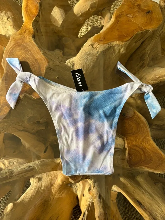 Bas de maillot de bain Etam bleu blanc lilas biki high leg dégradé - photo numéro 3