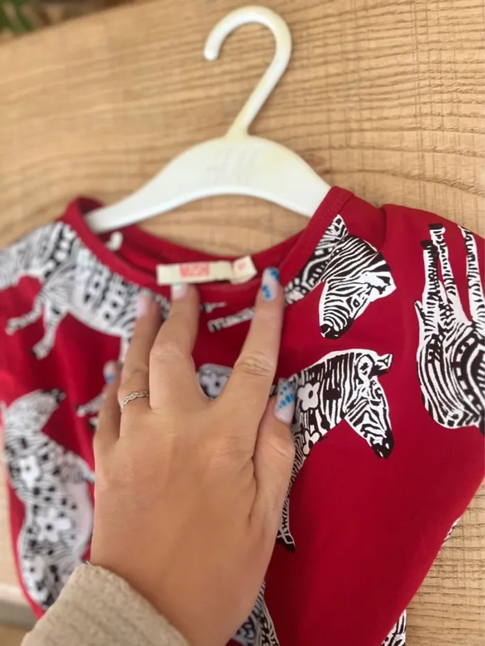 Robe 5 ans fille zèbre rock rouge noire à carreaux mushi - photo numéro 4