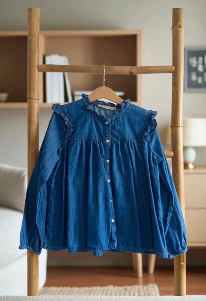 Blouse chemisier en jean boutons pression Monoprix 8 ans