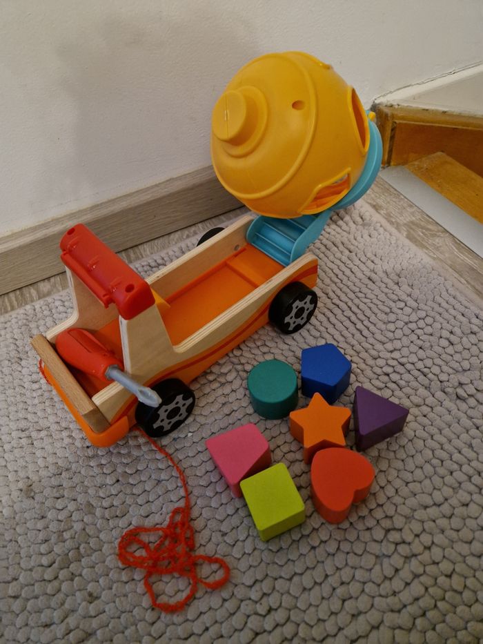 Bétonnière jouet en bois - photo numéro 5