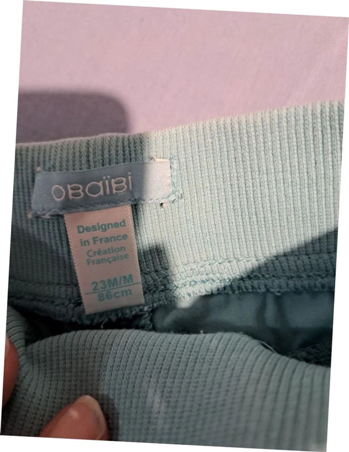 Pantalon obaibi okaidi turquoise 23 mois ceinture élastique - photo numéro 5