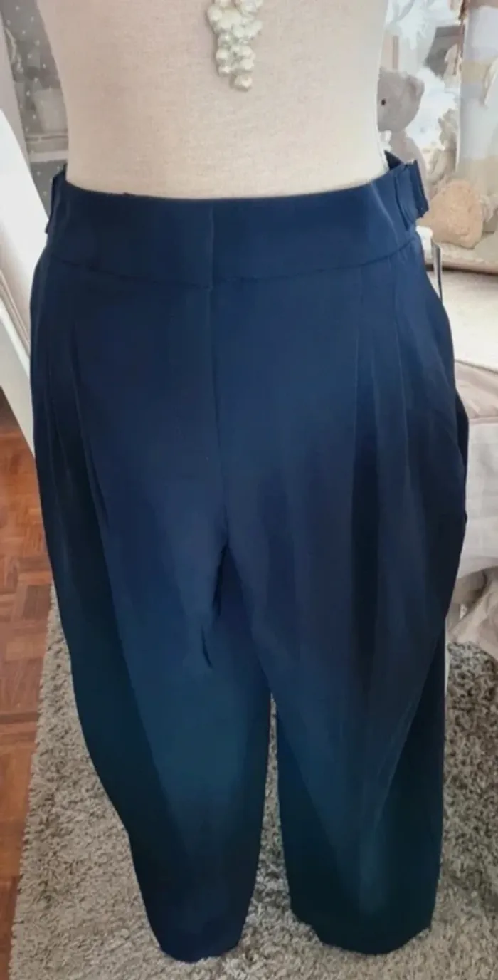 Pantalon chic bleu marine Camaïeu Taille 42 Neuf