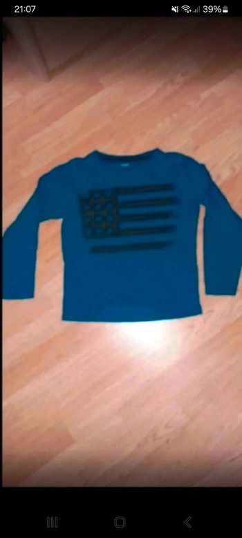 T-shirt manches longues bleu/noir 10 ans 138 cm