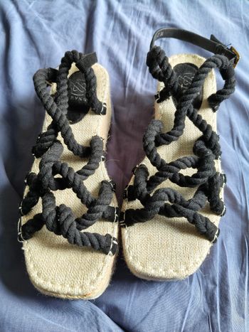 Sandales compensées femme Erynn beige noir 38 neuves