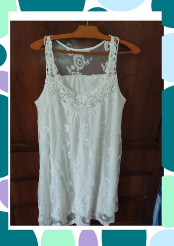 🤍 Robe - blanche - broderie - Taille 40 - Armand Thiery 🤍