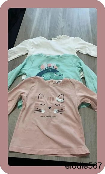 Lot de 3 tshirts manches longues 12 mois