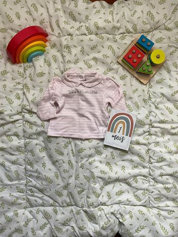 teeshirt manches longues rayé rose et blanc prémaman 1 mois ouverture totale au dos