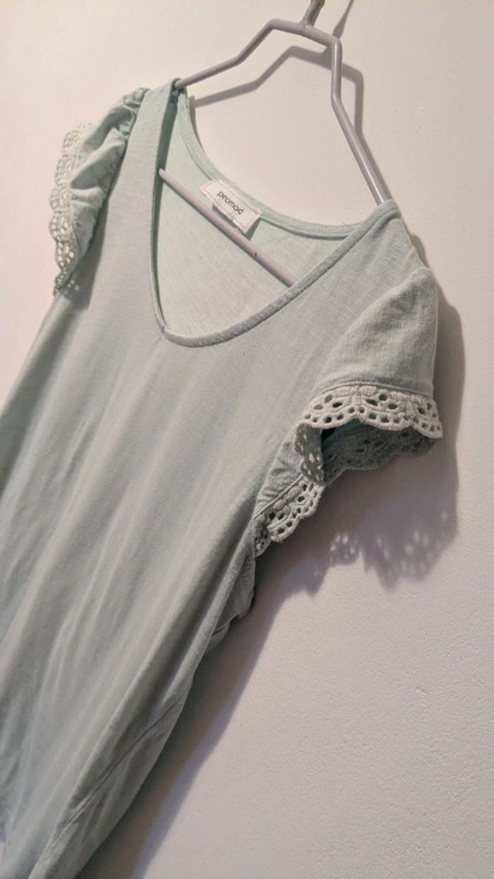 T shirt vert d'eau bleu pâle Promod - photo numéro 4