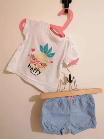 Ensemble tee shirt short in extenso 12 mois