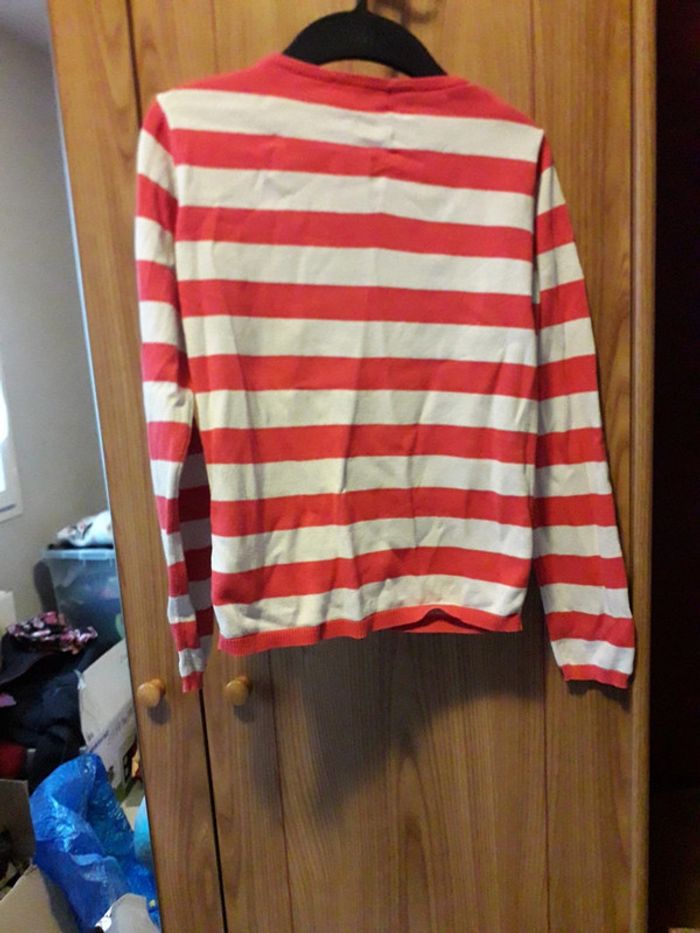 Veste tex rayée blanc et rouge - photo numéro 2