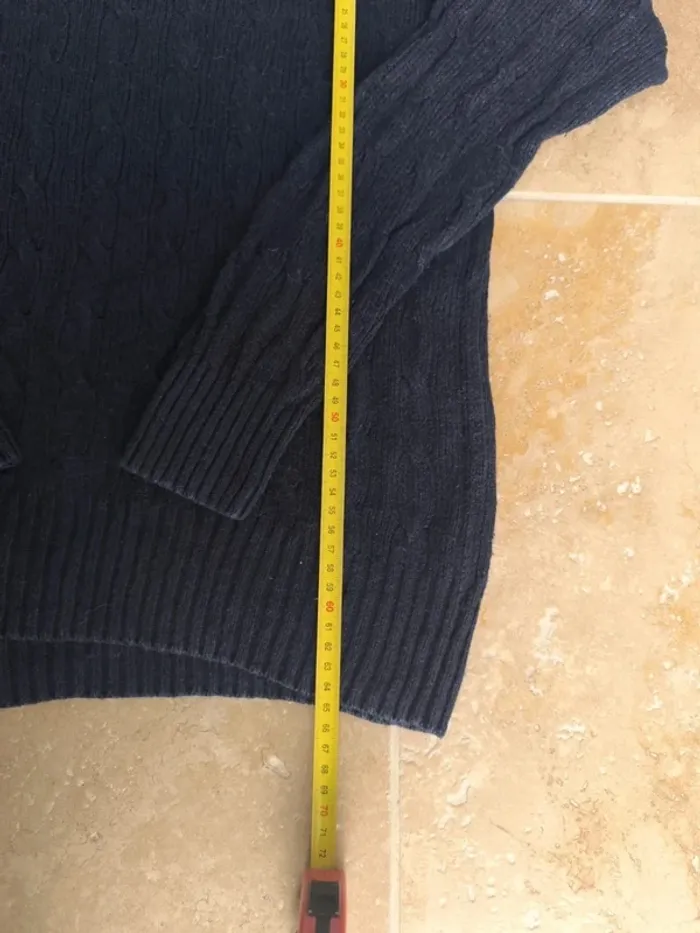 Pull torsadé Ralph Lauren homme M col rond en soie excellent état - photo numéro 6