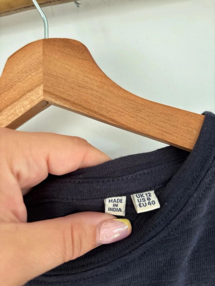 t-shirt bleu marine dentelle superdry taille L/40 - photo numéro 5