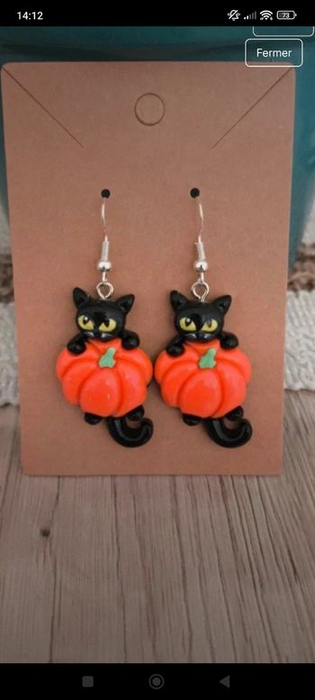 Boucles d'oreilles chat halloween