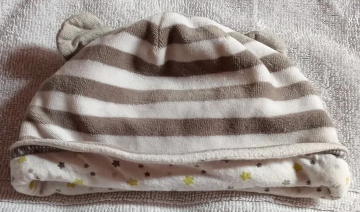 Bonnet naissance gris blanc Orchestra Taille 41 cm - photo numéro 3