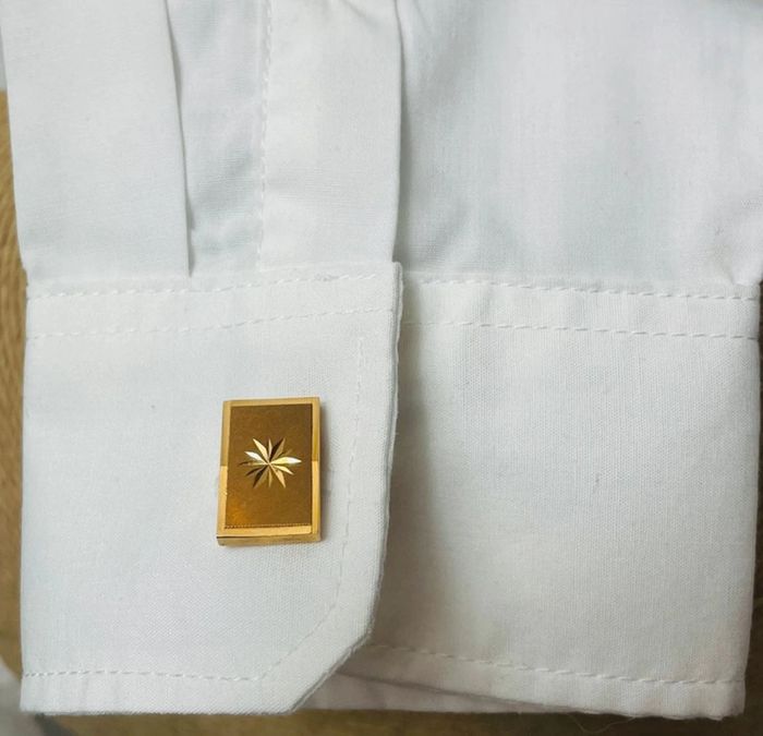 🔥 Paire Boutons de manchette vintage chic  rectangle . Plaqué or poinçon. - photo numéro 12