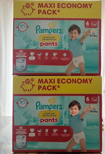2 cartons de couches Pampers premium pants taille 6