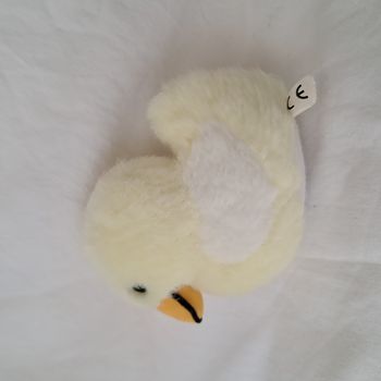 Peluche doudou canard jaune et blanc Hauteur 12 cm vintage
