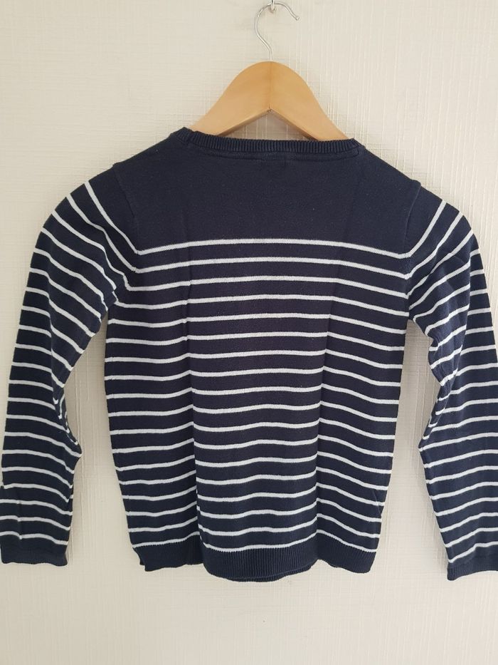 Pull marinière bleu marine et blanc kiabi 10 ans - photo numéro 6