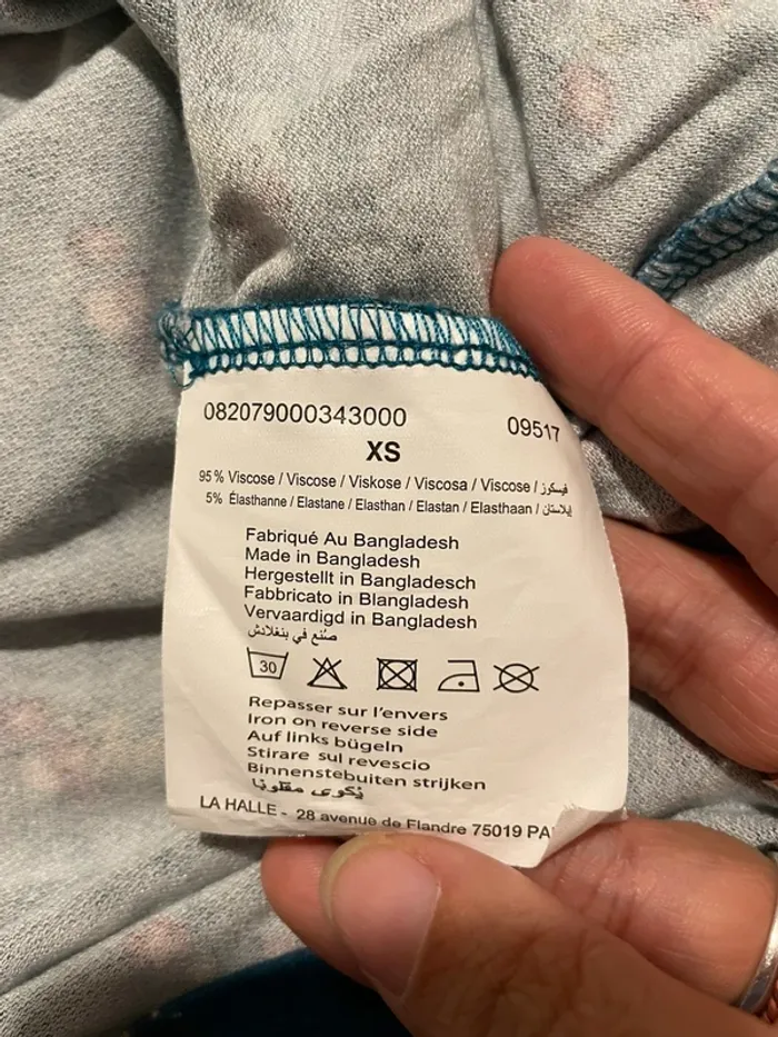 Robe manches 3/4 La Halle taille XS bleu canard à fleurs - photo numéro 8