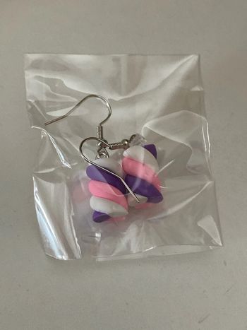 Boucles d’oreille forme guimauve idée cadeau de Noël
