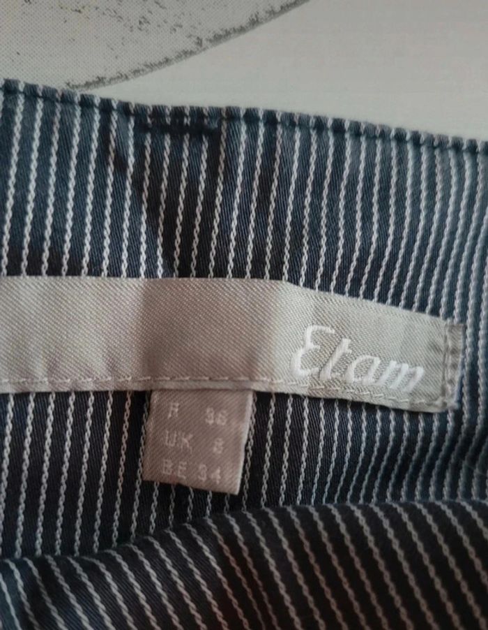 Pantalon fines rayures marine et blanc - photo numéro 3