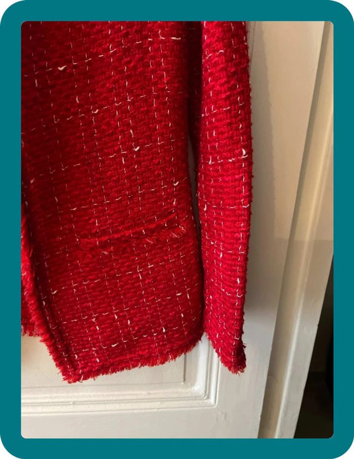 Veste longue en tweed rouge taille 36 - Iro - photo numéro 3