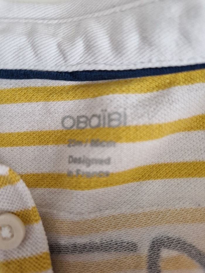 Polo rayé jaune bébé garçon 24 mois - photo numéro 3