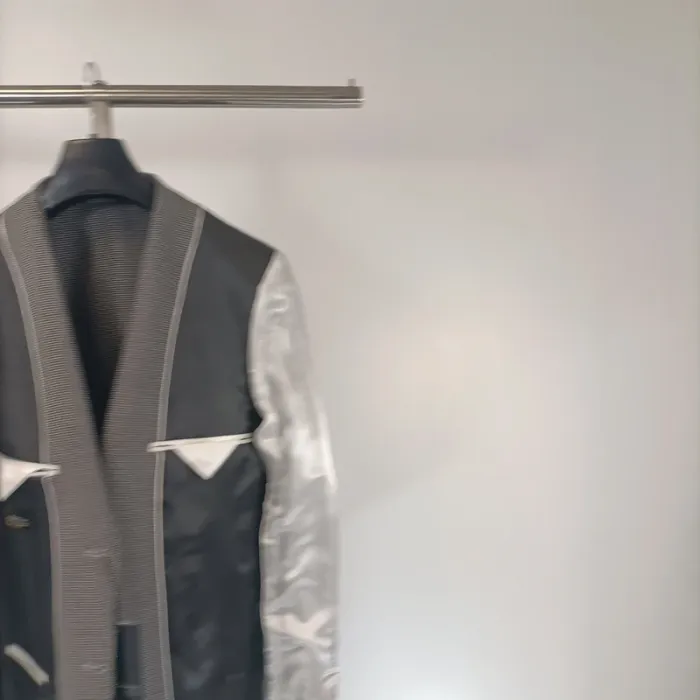 Veste grise - veste de costume grise quadrillée noir et blanc relief - A465 veste grise - photo numéro 11