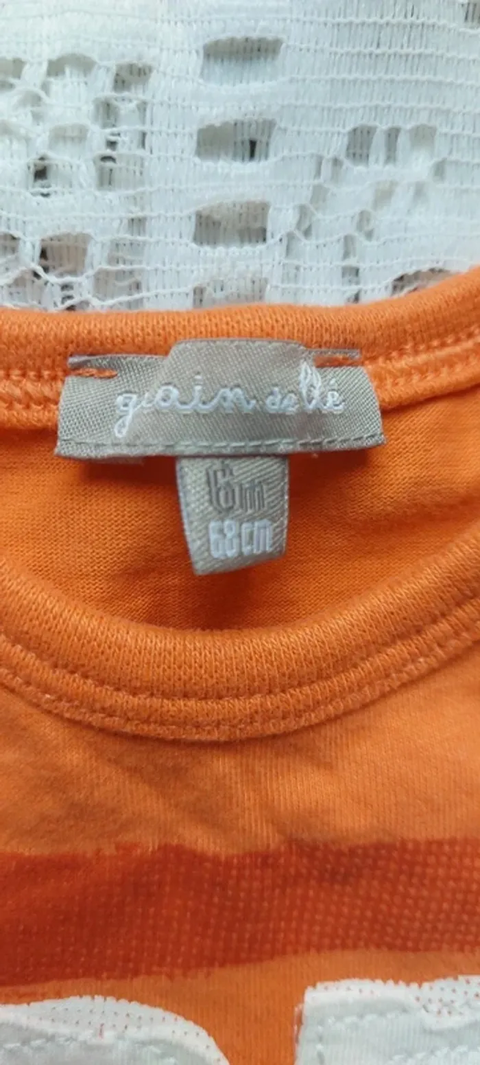 Tee-shirt bébé garçon, orange à message " Be The Artist", Grain de blé - 6 mois, en très bon état - photo numéro 3