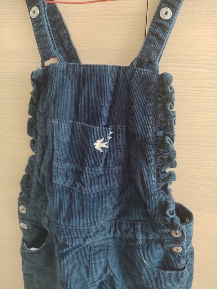 Short salopette, Verbaudet, 12 ans (152 cm), marine velours côtelé, volanté vers le haut poches - photo numéro 4