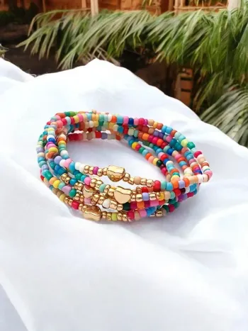 Lot de bracelet perles - cœur doré - tendance bohème 🌸