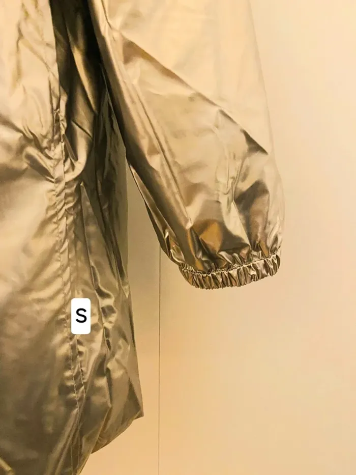Manteau parka femme imperméable réversible long souple noire doré taille S - photo numéro 4