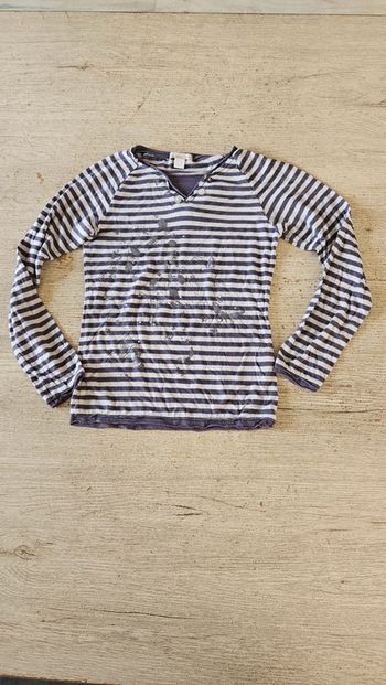 Blouse légère à manches longues mauve et grise, Orchestra, 6 ans