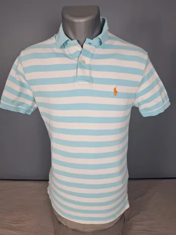 Polo Ralph Lauren Custom Fit – rayures bleu ciel/blanc – Taille S - brodé (570)