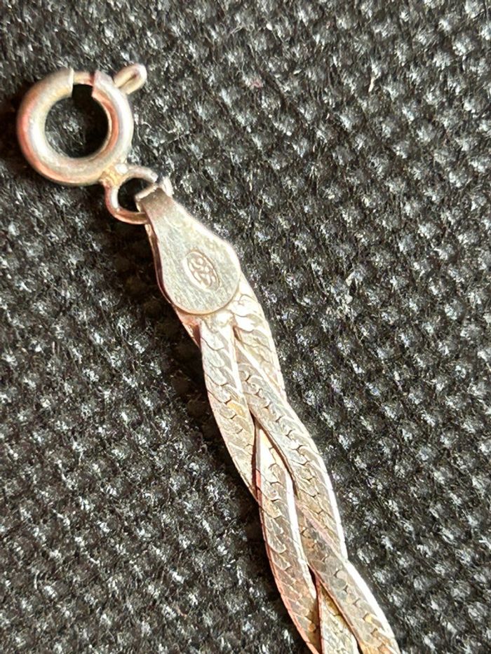 Beau collier plat en argent massif tressé femme TBE - photo numéro 8