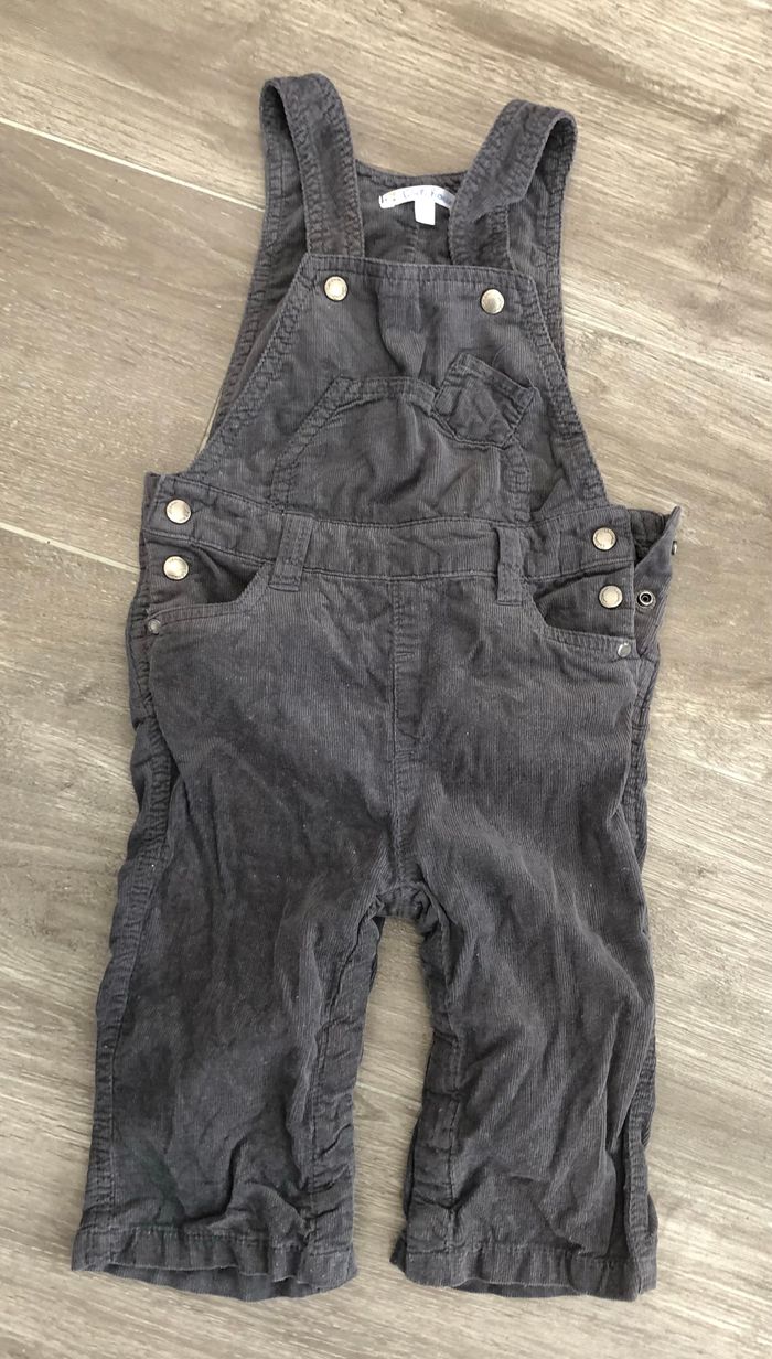 Salopette en velours côtelé gris 74 cm