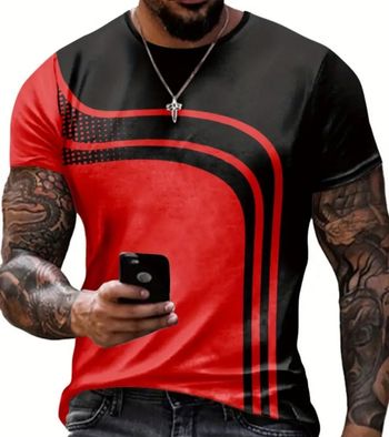 Tee-shirt noir et rouge homme