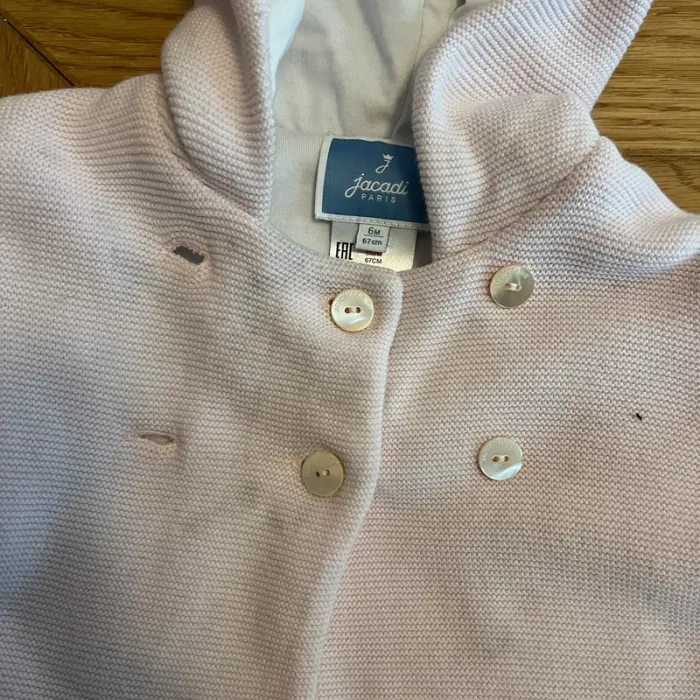 Veste burnous bébé fille doublée - rose pale jacadi 6m - photo numéro 3