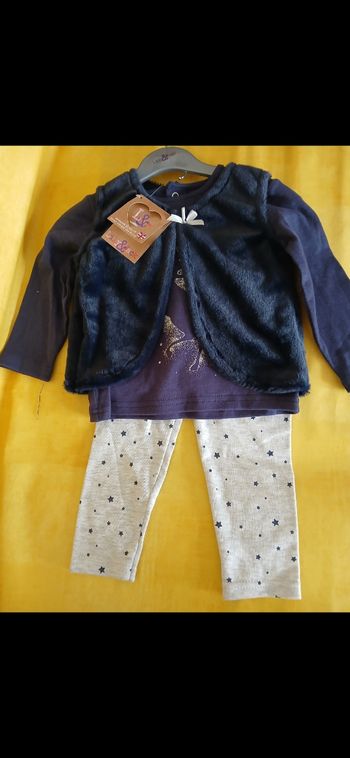 ensemble 3 pieces licorne fille 12/18 mois