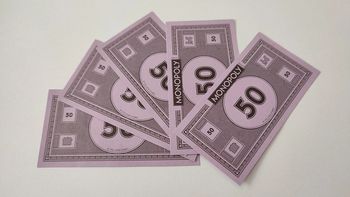 Lot x5 billets de 50 pièce détachée jeu de société Monopoly mauvais perdants Hasbro Gaming #B77