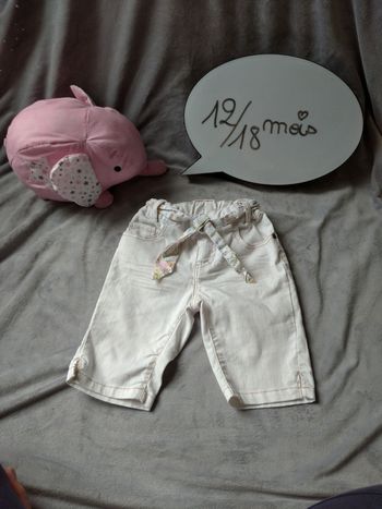 Short/ Pantacourt style jeans blanc Fille 12/18 mois LOGG H&M
