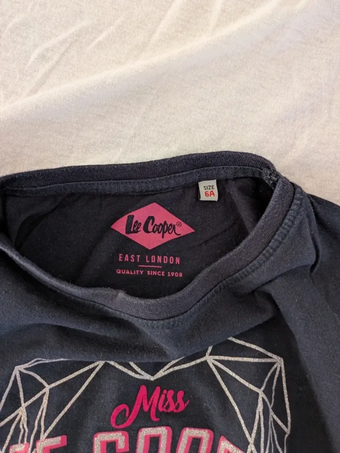 T-shirt manches longues Lee Cooper - 6 ans - Bleu Marine & Cœur - photo numéro 3