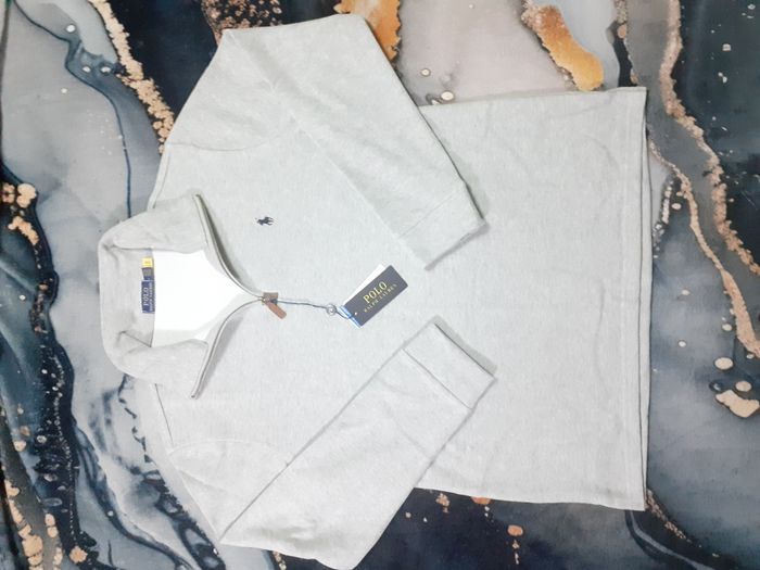 Pull half zip Ralph Lauren - Taille L - Couleur gris logo brodé noir - Neuf - photo numéro 2