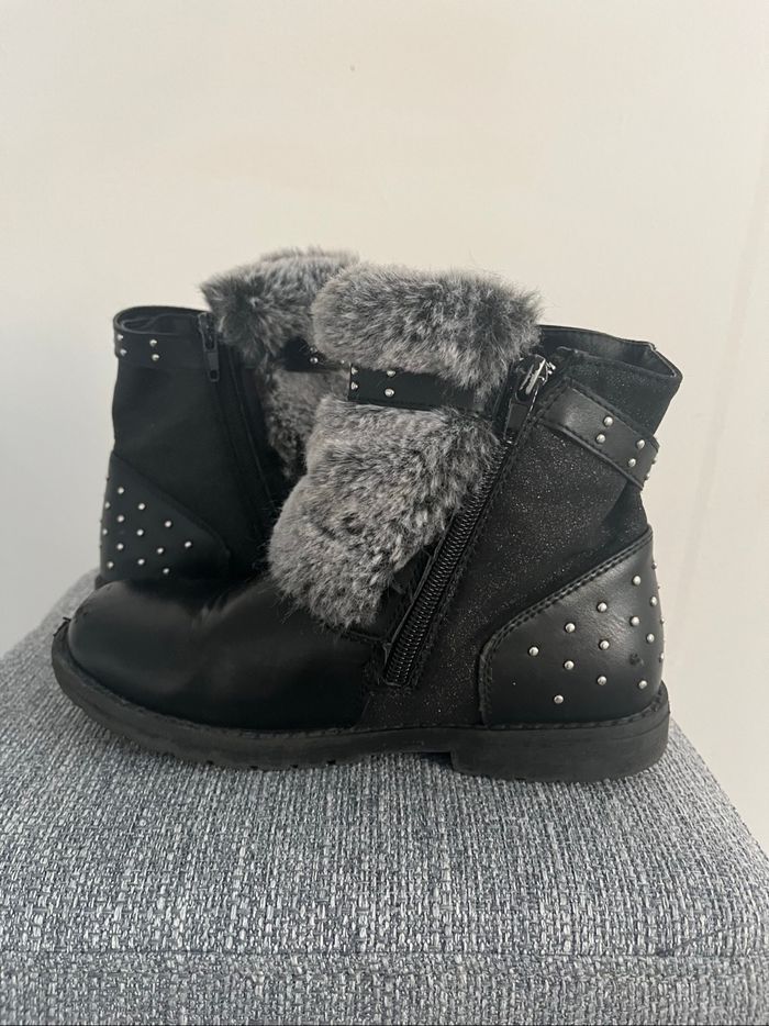 Bottines Toile NOIR Fille motif Fausse fourrure Fermeture éclair - photo numéro 8