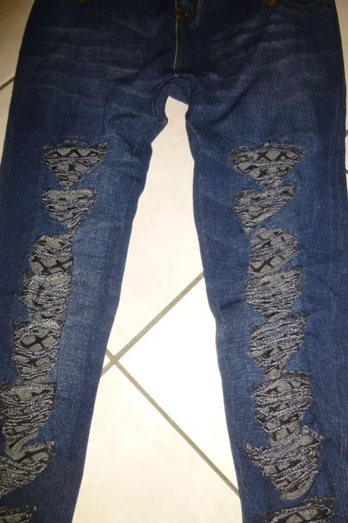 original leggins stretch bleu taille M neuf - photo numéro 3