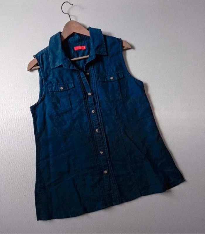 Chemise coton lin bleu marine 40