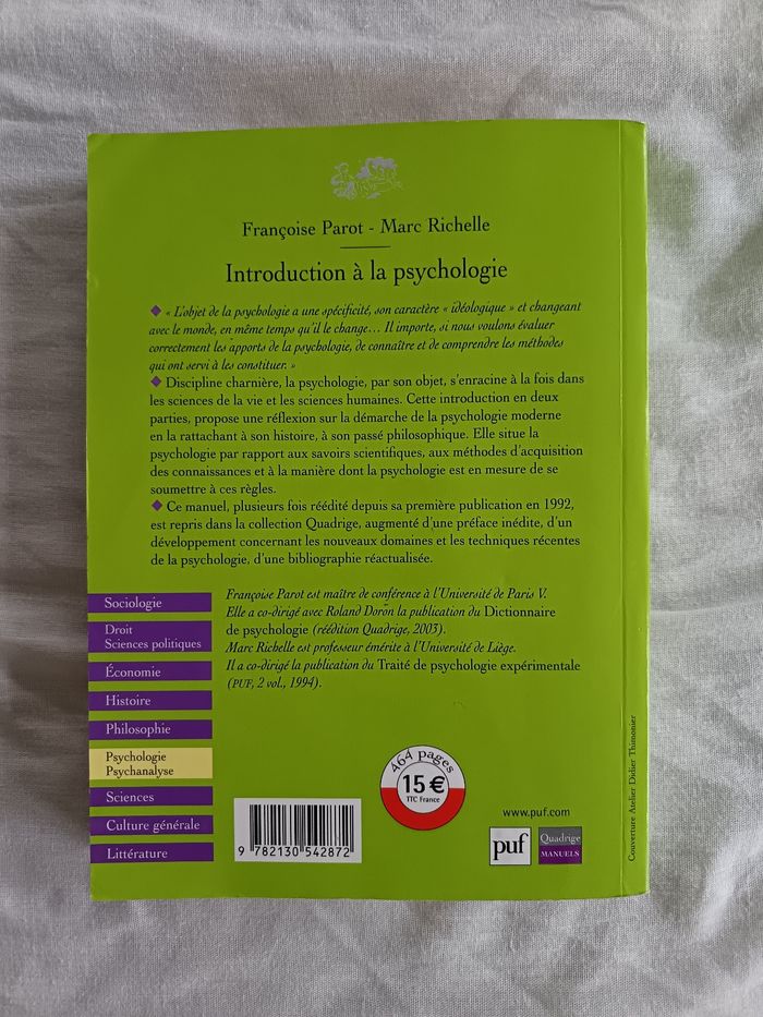 Livre : introduction à la psychologie - photo numéro 2