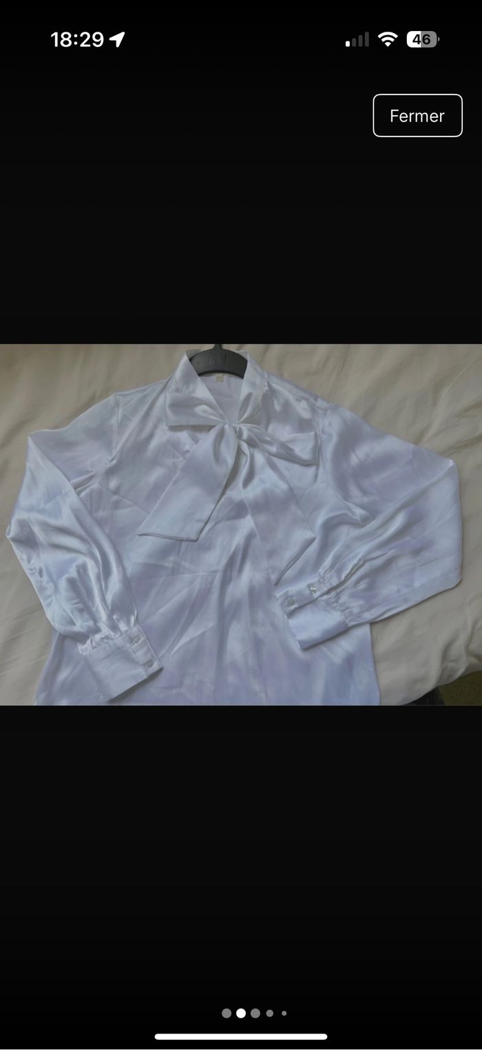 Blouse blanche avec noeud - photo numéro 2