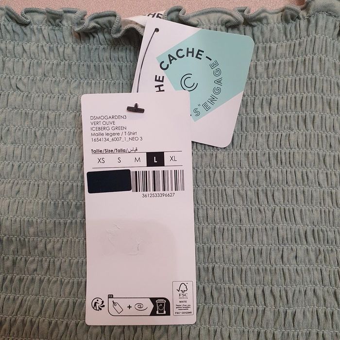 Joli haut femme Couleur vert olive Taille L Cache-cache - photo numéro 3