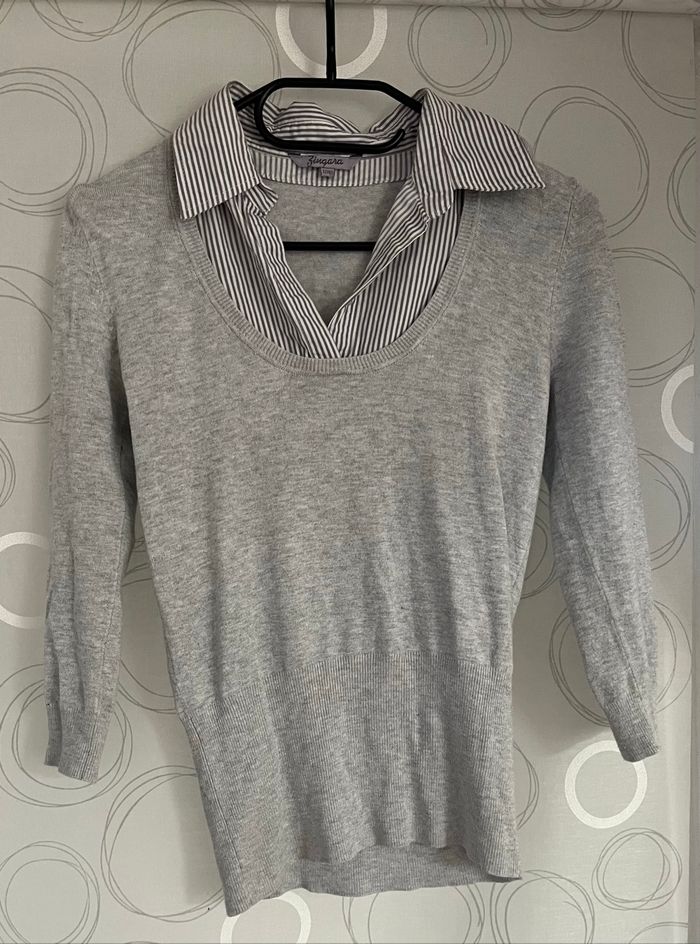 Pull chemise manche 3/4